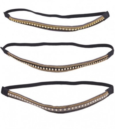 Headbands GoldTone Chain Studded Faux Rhinestone Headband Headwrap Set (3pc) - CA189NLADXA