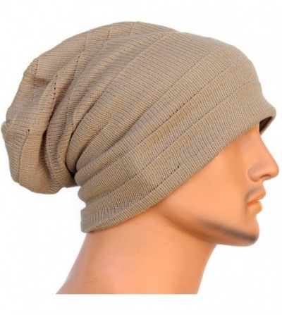 Skullies & Beanies Unisex Adult Summer Thin Slouch Beanie Long Baggy Skull Cap Stretchy Knit Hat Lightweight Cool - Beige - C...