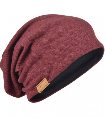 Skullies & Beanies Slouch Beanie Hat for Men Women Summer Winter B010 - Claret-soild - C318YZC47CN