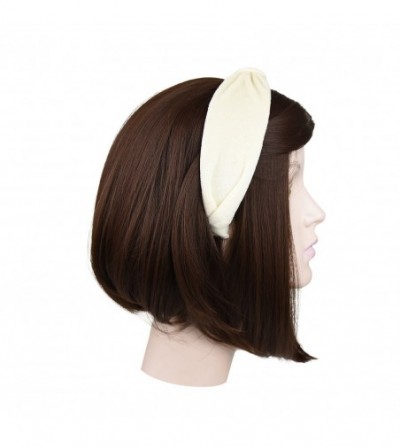 Headbands Solid Velvet Gathered Headband - Cream - Cream - CW12JVP9OAH