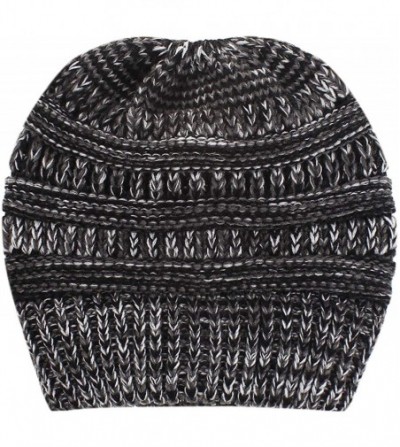Skullies & Beanies New Unisex Fashion Hip-hop Hat Warm Knitted Crochet Slouchy Baggy Beanie Hat Cap - Ponytail-black - CL18NE...