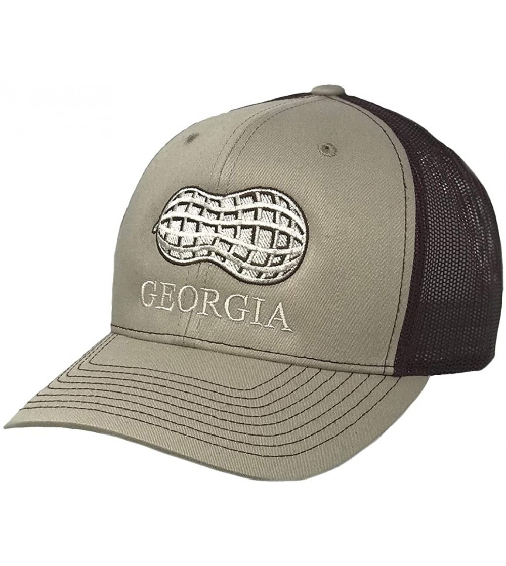 Baseball Caps Georgia Peanut Embroidered Trucker Hat-Khaki- Brown Mesh - CC18ISA8AIT