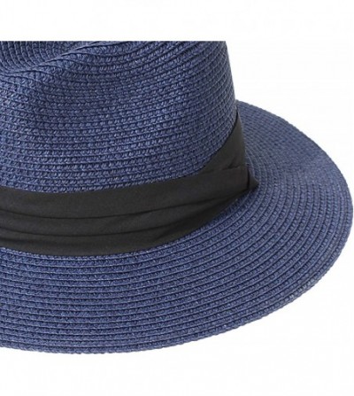Sun Hats Women Straw Panama Hat Felt Fedora Beach Sun Hat Vintage Headband Wide Brim Straw Roll up Hat UPF 30+ - CQ1947EG2ZK