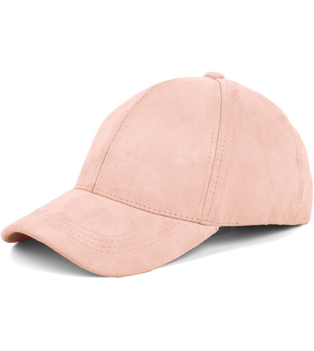 Baseball Caps Unisex Faux Suede Baseball Cap Adjustable Plain Dad Hat for Women Men - Light Pink - CW12EL6250X