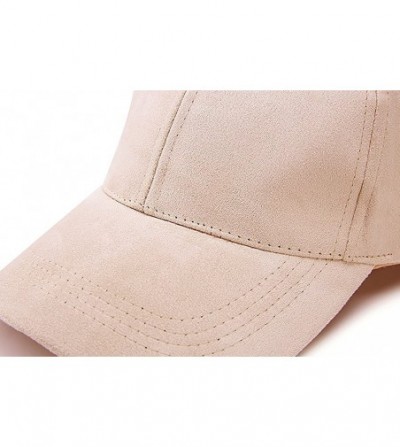 Baseball Caps Unisex Faux Suede Baseball Cap Adjustable Plain Dad Hat for Women Men - Light Pink - CW12EL6250X