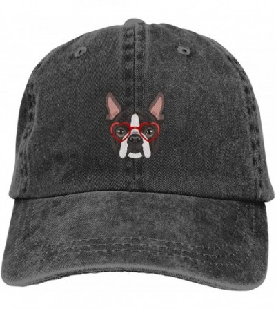 Baseball Caps Denim Cap Boston Terrier Dog Hipster Glasses Baseball Dad Cap Classic Adjustable Sports for Men Women Hat - CZ1...