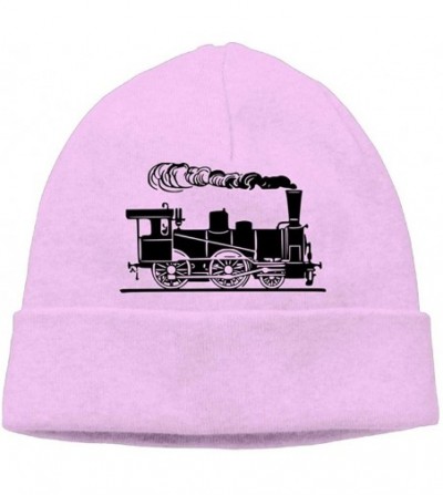 Skullies & Beanies Beanie Hat Steam Train and Railway 3 Trendy Knit Cap for Unisex - Pink - C618HOCTI53