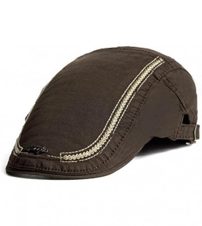 Newsboy Caps Mens Cotton Embroidery Painter Berets Caps Casual Outdoor Visor Forward Hat - Brown - C0186TW96YU
