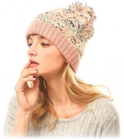 Skullies & Beanies Women Fashion Winter Fall Soft Knitted Multi Color Animal Print Cat Ear Beanie Hats - Sprinkles - Beige - ...