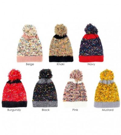 Skullies & Beanies Women Fashion Winter Fall Soft Knitted Multi Color Animal Print Cat Ear Beanie Hats - Sprinkles - Beige - ...