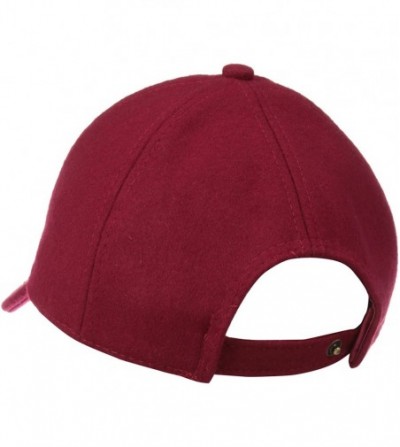 Baseball Caps Women's Wool Baseball Hat with Adjustable Back - Oxblood - CM11CZVH3MR