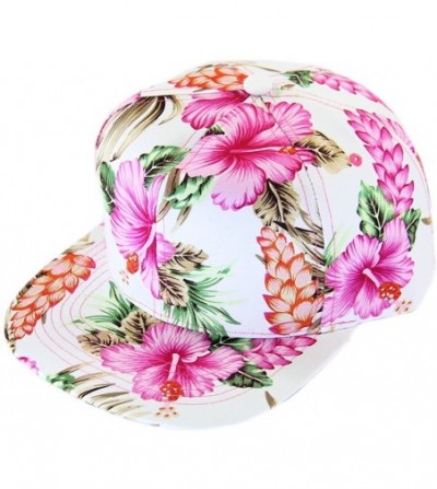 Baseball Caps Floral Hawaiian Adjustable Snapback Hats Baseball Caps - Pink/Flat - CQ18C9U8TYW