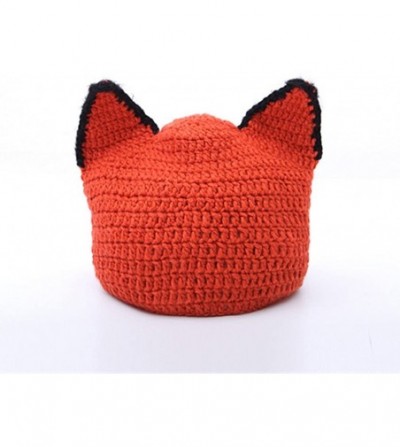 Skullies & Beanies Pussycat Big Ears Beanie For Women's March With Smile Mask Knitted Hat Caps - Only Hat - CS1899UCONK