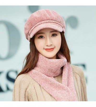 Berets Women Winter Warm Knit Hat Wool Snow Ski Beret Baggy Beanie Slouch Caps - Pink - C718LU9DQ06