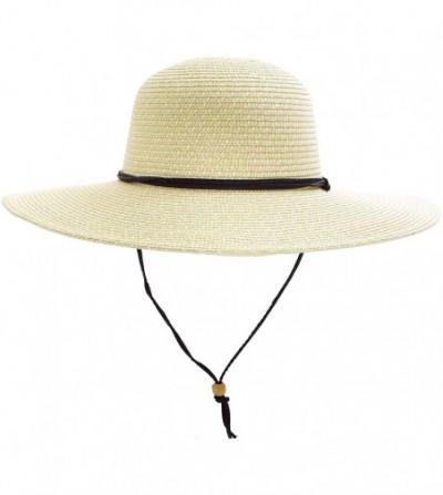 Sun Hats Women's Classic UPF 50+ Wide Brim Summer Straw Sun Hat - Ivory - CC18CAGLXSQ
