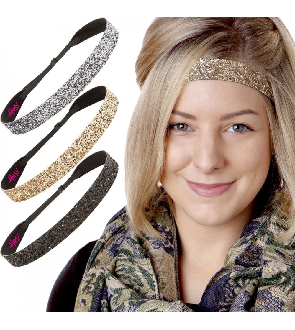 Headbands Women's Adjustable No Slip Cute Fashion Headbands Bling Glitter Hairband Packs - CM1873702W7