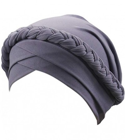 Skullies & Beanies Women's Twisted Braid Silky Turban Hats Cancer Chemo Skull Beanies Headwear Head Wrap Hair Loss Cover - Gr...