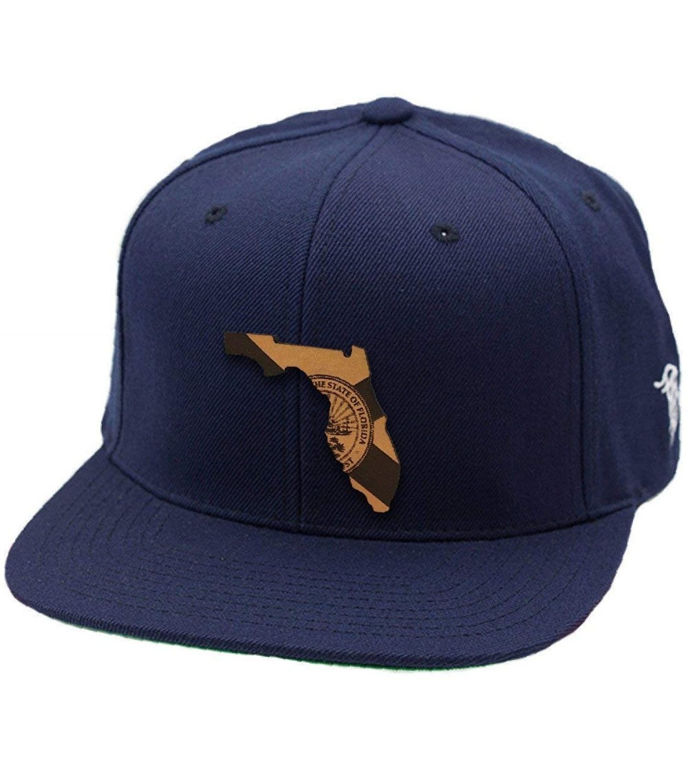 Baseball Caps Florida 'The 27' Leather Patch Snapback Hat - Navy - C118IGRCLYU