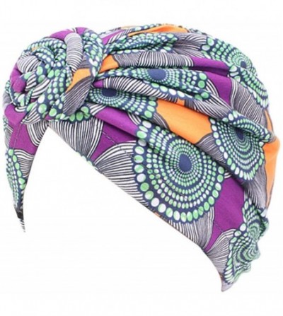 Sun Hats Women Turban Hat Hair Wrap African Jersey Magic Headband Turbans Headwrap Bohemian Boho Chemo Cap - Purple Green - C...