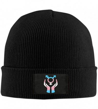 Skullies & Beanies Support Transgender Rights Beanie Hat Winter Warm Knit Skull Hat Cap for Unisex Black - Black - CQ18M27MYEH