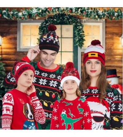 Skullies & Beanies Led Christmas Hat Adult Kids Light Up Warm Cap Xmas Knit Winter Beanie - Multicoloured-18 - CH18YH4XY2X