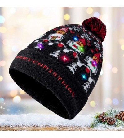 Skullies & Beanies Led Christmas Hat Adult Kids Light Up Warm Cap Xmas Knit Winter Beanie - Multicoloured-18 - CH18YH4XY2X