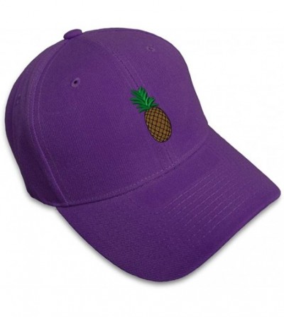 Baseball Caps Custom Baseball Cap Pineapple Embroidery Dad Hats for Men & Women Strap Closure - Purple - CX12L4FQ32P