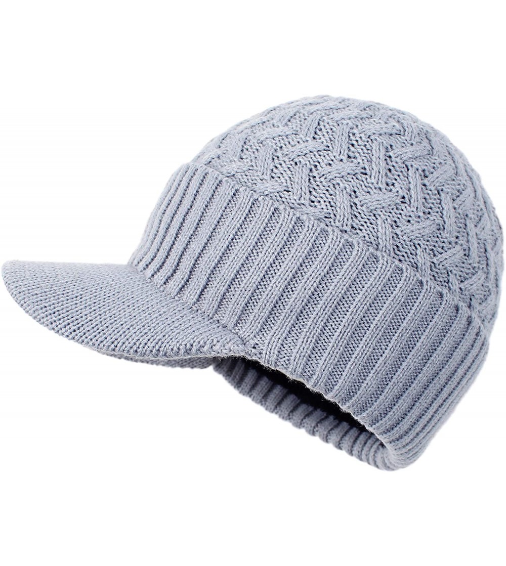 Skullies & Beanies Men's Winter Hat Outdoor Newsboy Hat Warm Thick Lambswool Knit Beanie Cap - Lightgrey - CO18A8D66TZ