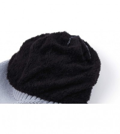 Skullies & Beanies Men's Winter Hat Outdoor Newsboy Hat Warm Thick Lambswool Knit Beanie Cap - Lightgrey - CO18A8D66TZ