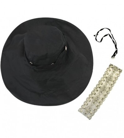 Bucket Hats Womens Summer Wide Brim Sun Hats Floppy Foldable Beach Bucket Hat UPF 50+ - Black - CI12IYF86ZZ