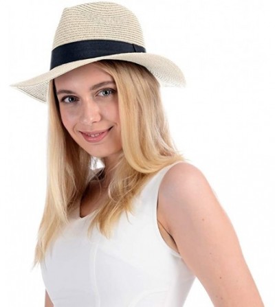 Sun Hats Beach Hats for Women- Summer Straw Hats Wide Brim Panama Hats with UV UPF 50+ Protection for Girls and Ladies - CM19...