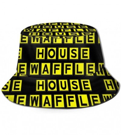 Bucket Hats Waffle House Bucket Hat Novelty Bucket Hat for Men Unisex Graffiti Fishmen Cap Boonie Black Cap - CU18A946U6Q