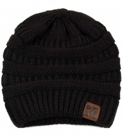 Skullies & Beanies Classic Cable Knit Beanie Detachable - Plain - Black - CN18Y32WNNO