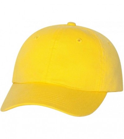 Baseball Caps Bio-Washed Unstructured Cotton Adjustable Low Profile Strapback Cap - Neon Yellow - CW12EXQPYVX