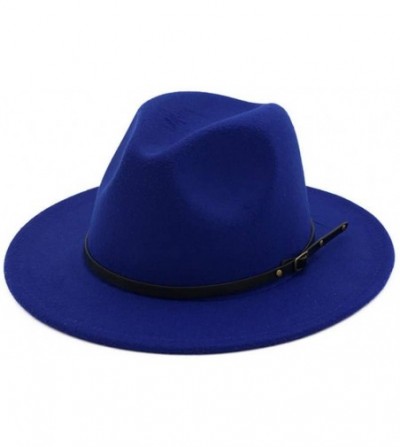 Fedoras Women's Wool Felt Outback Hat Panama Hat Wide Brim Women Belt Buckle Fedora Hat - J - C318NEE5MY4