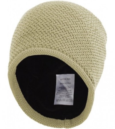 Skullies & Beanies Men's Solid Cotton Knit Beanie Hat Winter Slouch Skull Ski Cap - Beige - CZ11S1I20MV