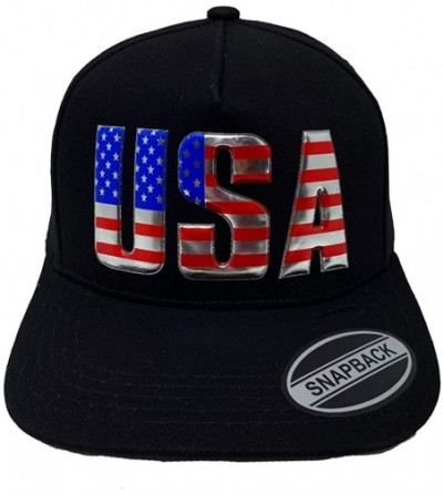 Baseball Caps USA Flag Snapback - Classic US Flag 3D Embroidered Baseball Cap - Embossed Usa - Black - C718KL737LM