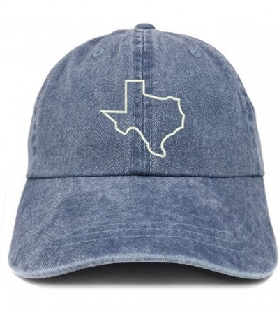 Baseball Caps Texas State Outline Embroidered Washed Cotton Adjustable Cap - Navy - CL185LTWU6T