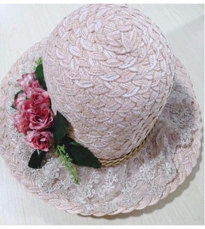 Sun Hats Straw Hat Beach Sun Hat Casual Bucket Hat with Flower for Ladies - Beige - C8120JG6JFB