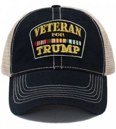 Baseball Caps Veterans for Trump Dad Hat Vintage Trucker Cap Handwashed Cotton Baseball Cap TC101 TC102 - Tc101 Black - C818U...