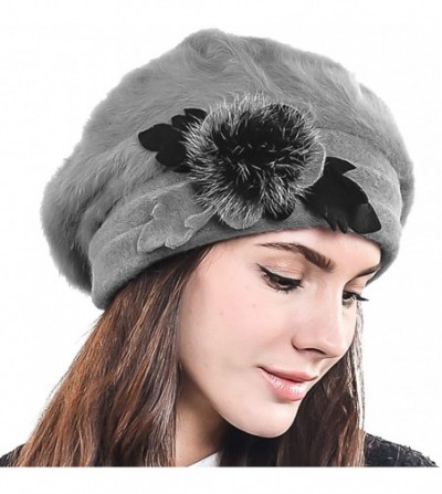 Berets Lady French Beret Wool Beret Chic Beanie Winter Hat Jf-br022 - Br022-grey-angora - CJ128KOIOTX
