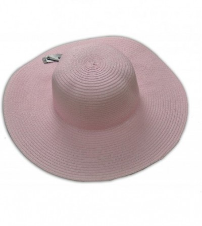 Sun Hats Women Colorful Derby Large Floppy Folderable Straw Beach Hat - Light Pink - C511K53ZD65