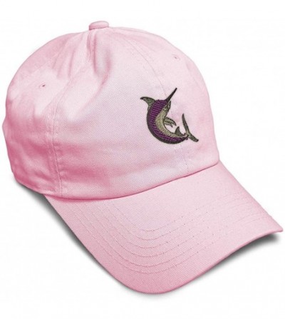 Baseball Caps Custom Soft Baseball Cap Swordfish Embroidery Dad Hats for Men & Women - Soft Pink - C518SENCELE