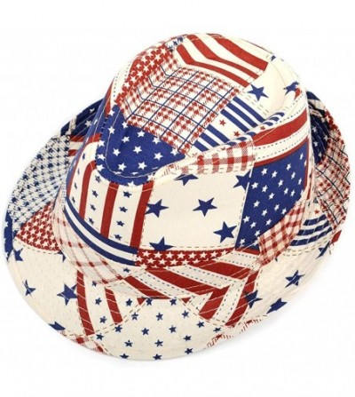 Fedoras Men's Fedora 4th of July Hat with Stars and Stripes Original American Hat - Usa Pattern - CY18DW329IA