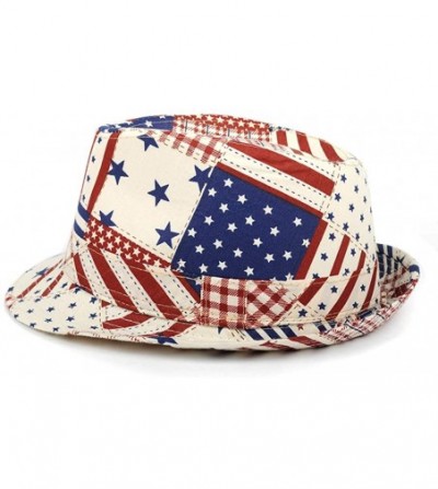 Fedoras Men's Fedora 4th of July Hat with Stars and Stripes Original American Hat - Usa Pattern - CY18DW329IA