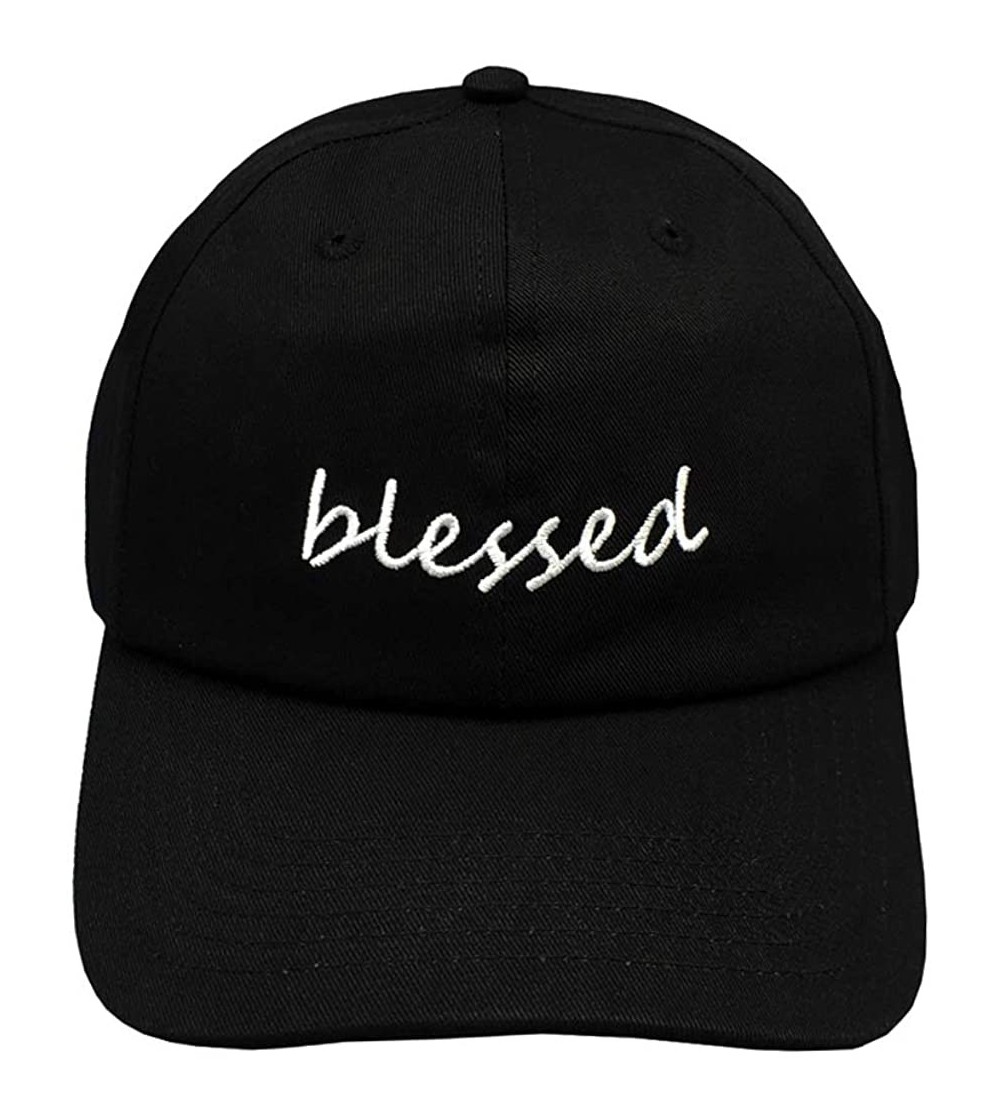 Baseball Caps Blessed Embroidered Unisex Women Dad Cap Adjustable Strapback Baseball hat - Black - C518ZXT5EZK
