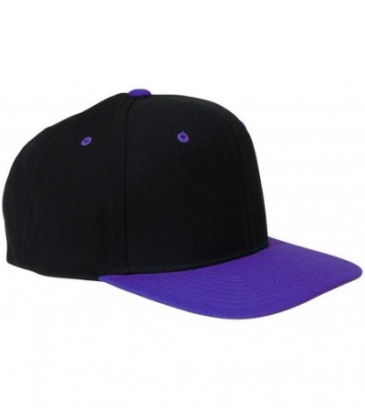 Baseball Caps Adult 6-Panel Structured Flat Visor Classic Snapback - Black/Purple - CO118D4KX3B