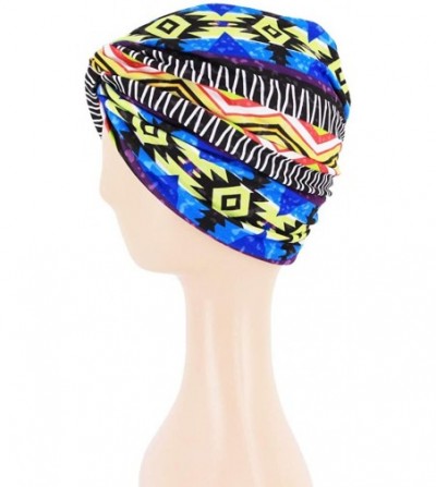Skullies & Beanies Women Pleated Twist Turban African Printing India Chemo Cap Hairwrap Headwear - Multicolored1 - CG18WWK2S74