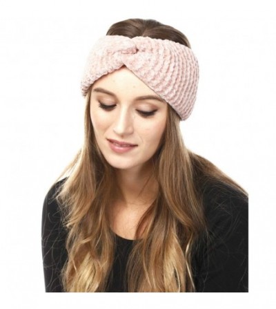 you Womens Knitted Headband Chenille Pink