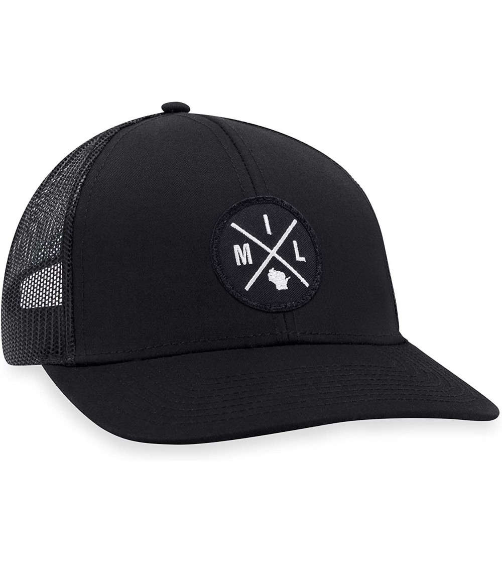 Baseball Caps MIL Hat - Milwaukee Trucker Hat Baseball Cap Snapback Golf Hat (Black) - CZ18W8OWRU8